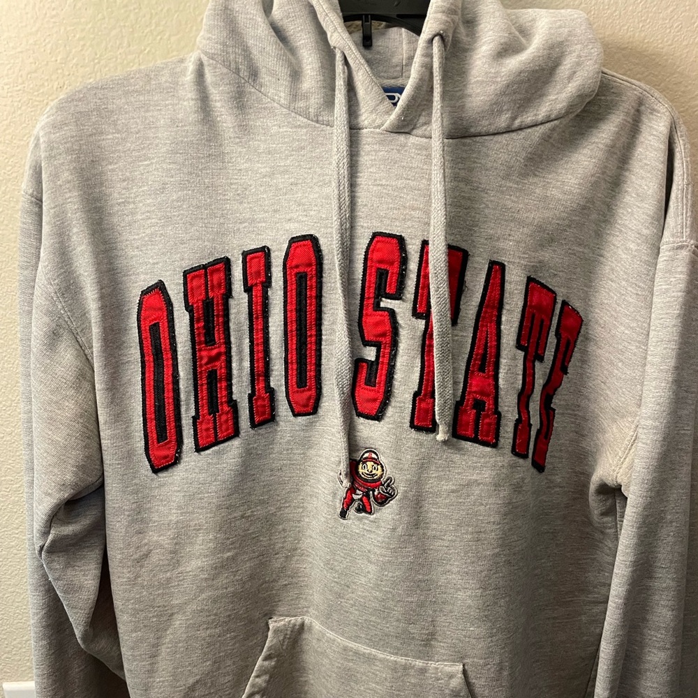 Old Varsity Sweater Adult Large Gray Ohio State Buckeyes Pull Over Hoodie